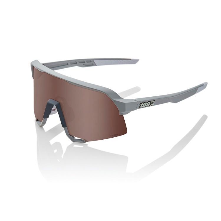 100% S3 Lunettes, Soft Tact Stone Grey - HiPER Crimson Silver Mirror