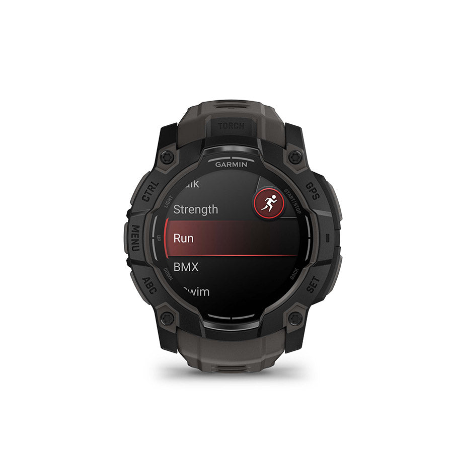 Garmin Instinct 3 50mm AMOLED, Montre, Couleur de la montre: Noir, Bracelet: Anthracite - Silicone