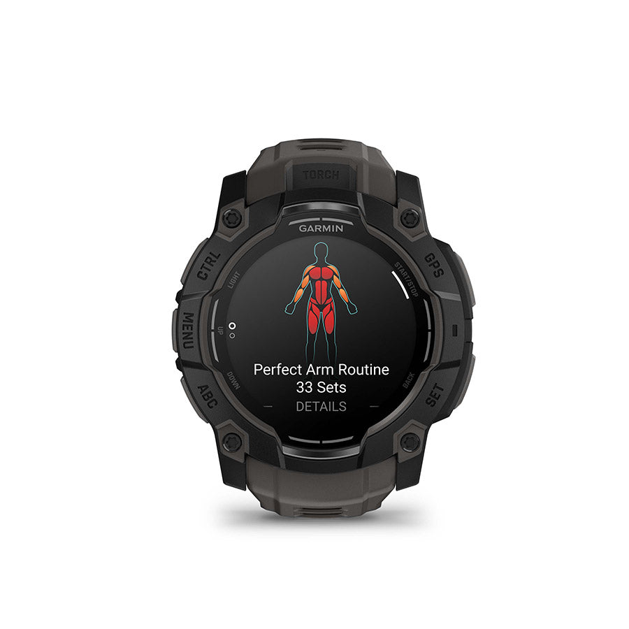 Garmin Instinct 3 50mm AMOLED, Montre, Couleur de la montre: Noir, Bracelet: Anthracite - Silicone