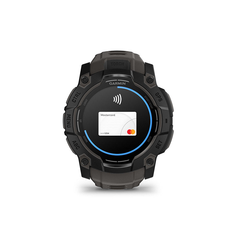 Garmin Instinct 3 50mm AMOLED, Montre, Couleur de la montre: Noir, Bracelet: Anthracite - Silicone