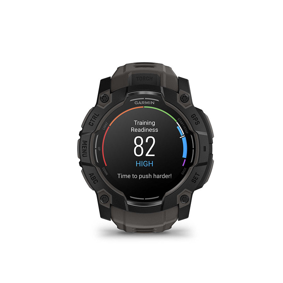 Garmin Instinct 3 50mm AMOLED, Montre, Couleur de la montre: Noir, Bracelet: Anthracite - Silicone