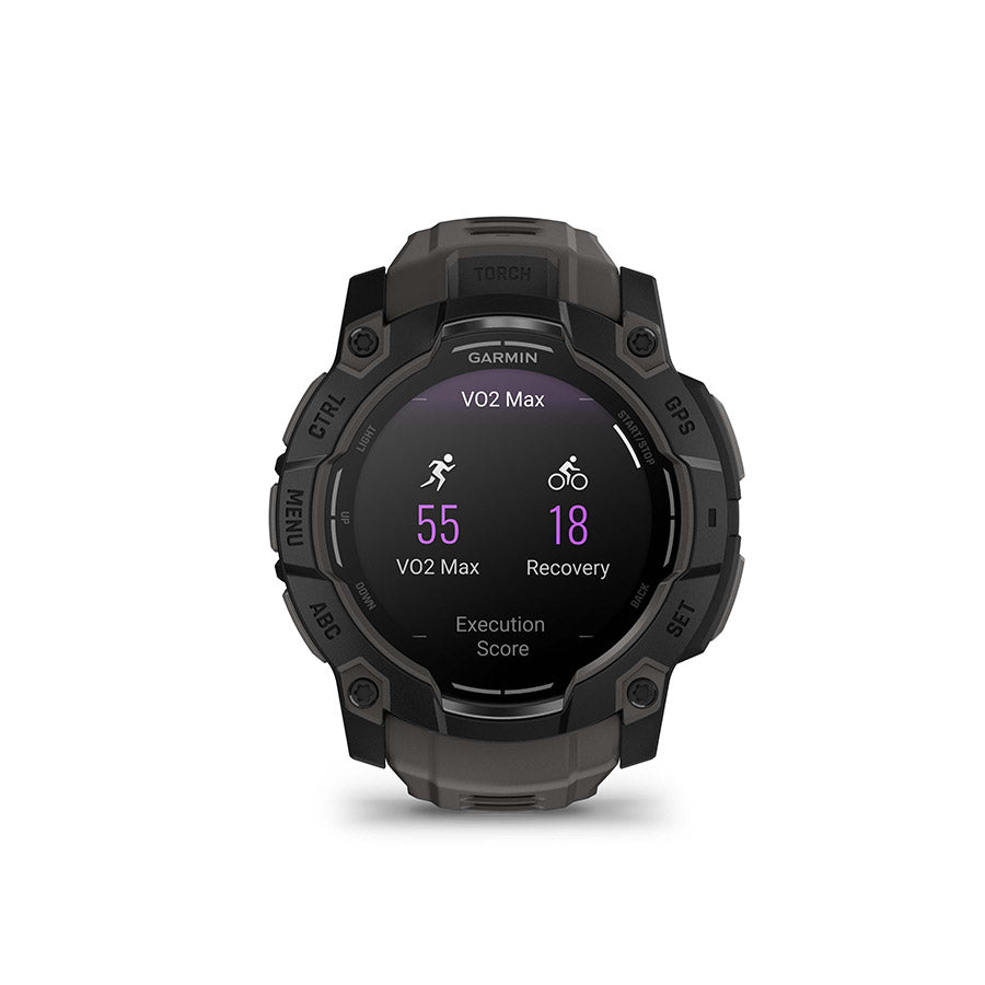 Garmin Instinct 3 50mm AMOLED, Montre, Couleur de la montre: Noir, Bracelet: Anthracite - Silicone