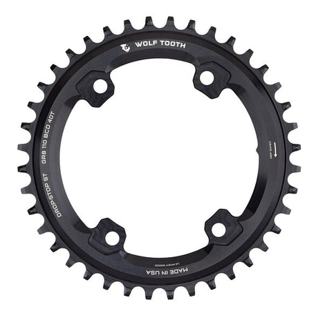 Wolf Tooth 110 BCD Asymmetric 4-Bolt Chainrings for Shimano GRX Cranks Black 40T