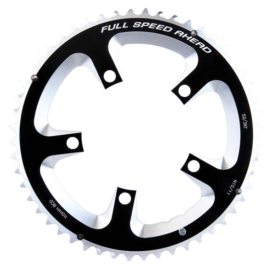 FSA FSA, 52D, 10/11vit., BCD: 110mm, 5 Boulons, Super Road, Plateau Extérieur, pour Double, Aluminium, Noir, 371-0252A