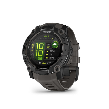 Garmin Instinct 3 50mm AMOLED, Montre, Couleur de la montre: Noir, Bracelet: Anthracite - Silicone