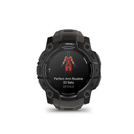 Garmin Instinct 3 50mm AMOLED, Montre, Couleur de la montre: Noir, Bracelet: Anthracite - Silicone