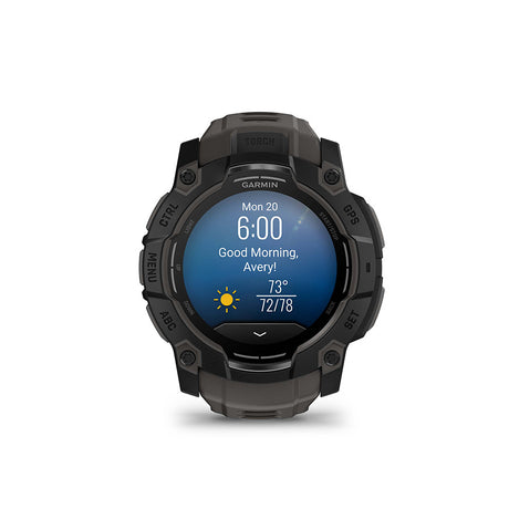 Garmin Instinct 3 50mm AMOLED, Montre, Couleur de la montre: Noir, Bracelet: Anthracite - Silicone