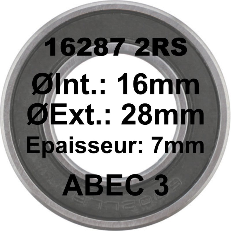 ELVEDES Roulement 16287 2RS 16x28x7 - ABEC 3