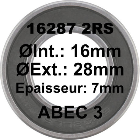 ELVEDES Roulement 16287 2RS 16x28x7 - ABEC 3
