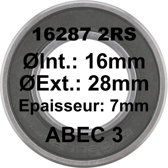 ELVEDES Roulement 16287 2RS 16x28x7 - ABEC 3