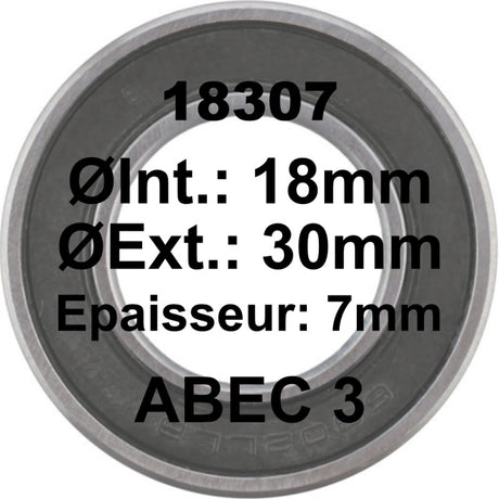 ELVEDES Roulement 18307 18x30x7 - ABEC 3