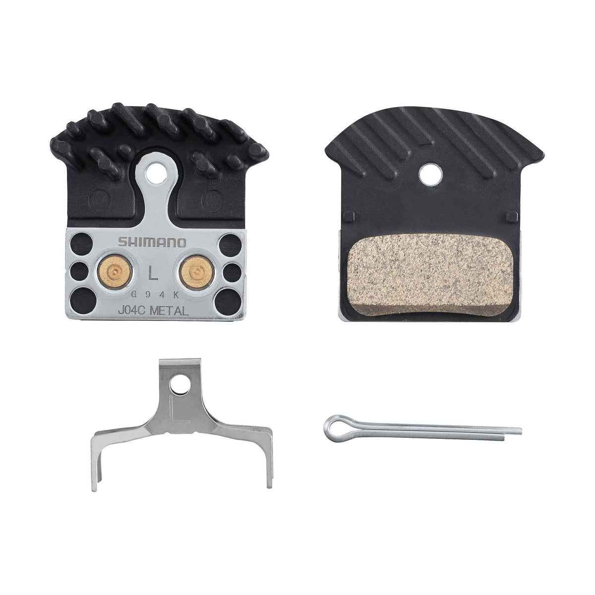 SHIMANO PLAQUETTE DE FREIN À DISQUE BP-J04C-MF MÉTAL AVEC AILETTE 1 paire